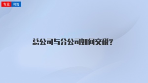 总公司与分公司如何交税？