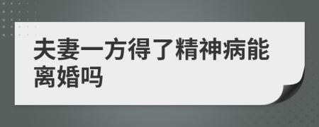 夫妻一方得了精神病能离婚吗