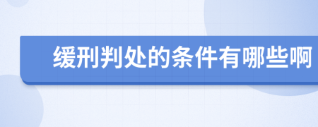 缓刑判处的条件有哪些啊