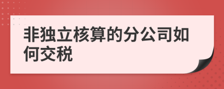 非独立核算的分公司如何交税