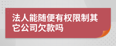 法人能随便有权限制其它公司欠款吗