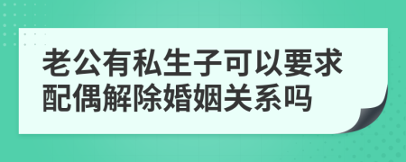 老公有私生子可以要求配偶解除婚姻关系吗