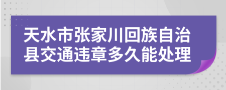 天水市张家川回族自治县交通违章多久能处理