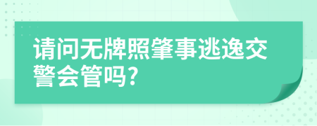 请问无牌照肇事逃逸交警会管吗?