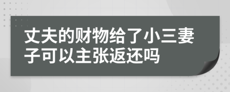 丈夫的财物给了小三妻子可以主张返还吗