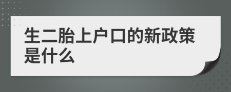 生二胎上户口的新政策是什么