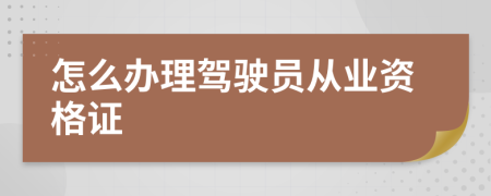 怎么办理驾驶员从业资格证