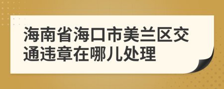 海南省海口市美兰区交通违章在哪儿处理