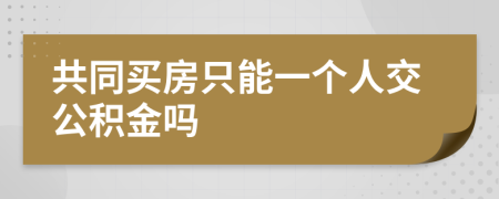 共同买房只能一个人交公积金吗