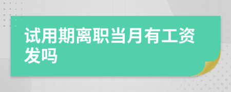 试用期离职当月有工资发吗