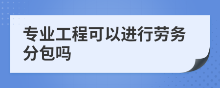 专业工程可以进行劳务分包吗