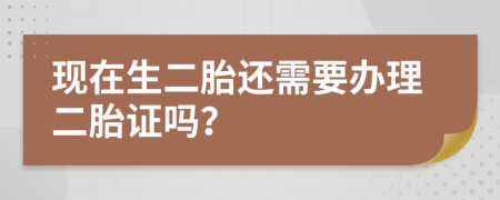 现在生二胎还需要办理二胎证吗？