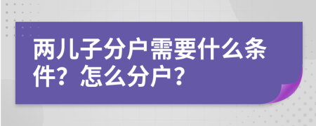 两儿子分户需要什么条件？怎么分户？