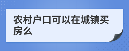 农村户口可以在城镇买房么