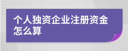 个人独资企业注册资金怎么算