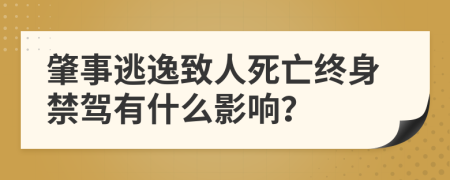 肇事逃逸致人死亡终身禁驾有什么影响？