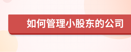 如何管理小股东的公司