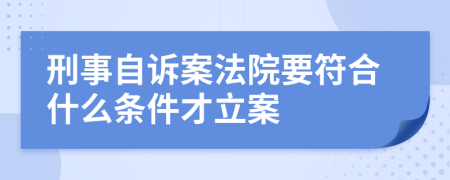 刑事自诉案法院要符合什么条件才立案