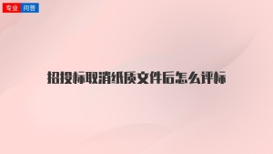 招投标取消纸质文件后怎么评标