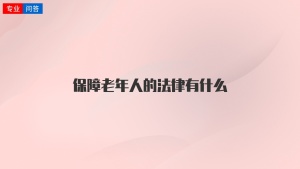 保障老年人的法律有什么