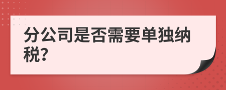 分公司是否需要单独纳税？