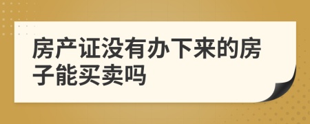 房产证没有办下来的房子能买卖吗