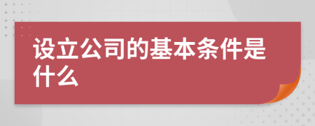 设立公司的基本条件是什么