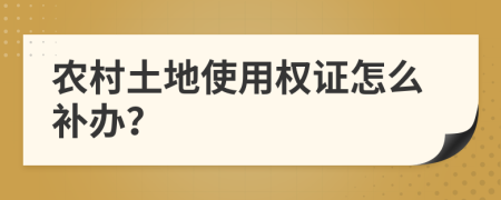 农村土地使用权证怎么补办？