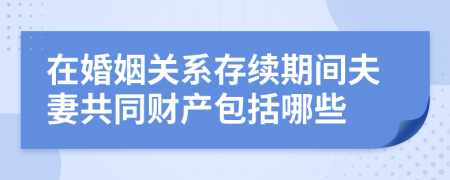 在婚姻关系存续期间夫妻共同财产包括哪些