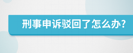 刑事申诉驳回了怎么办?