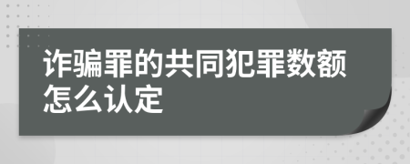 诈骗罪的共同犯罪数额怎么认定