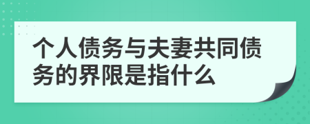 个人债务与夫妻共同债务的界限是指什么