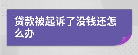 贷款被起诉了没钱还怎么办