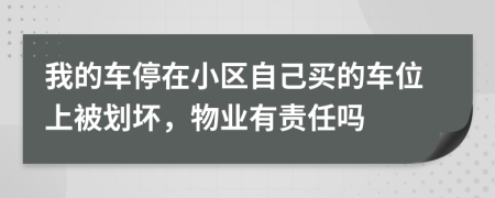 我的车停在小区自己买的车位上被划坏，物业有责任吗