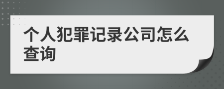 个人犯罪记录公司怎么查询