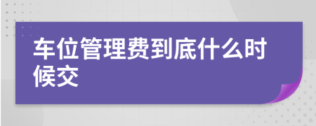 车位管理费到底什么时候交