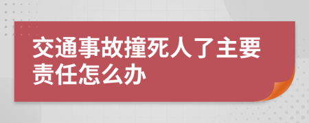 交通事故撞死人了主要责任怎么办