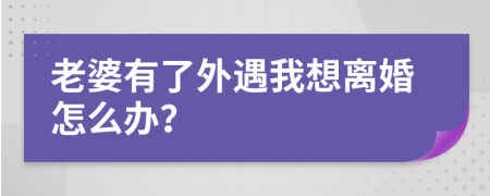 老婆有了外遇我想离婚怎么办？