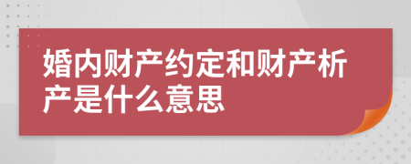 婚内财产约定和财产析产是什么意思