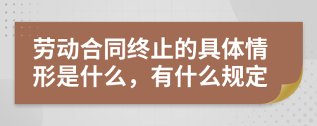 劳动合同终止的具体情形是什么，有什么规定