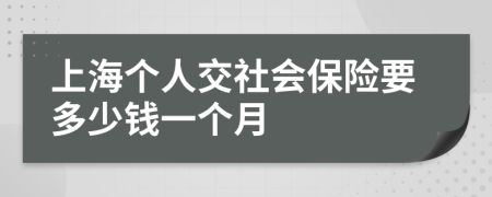 上海个人交社会保险要多少钱一个月