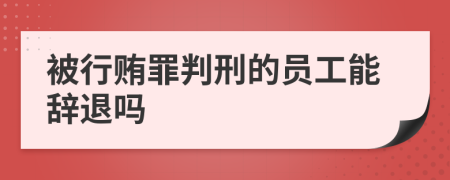 被行贿罪判刑的员工能辞退吗