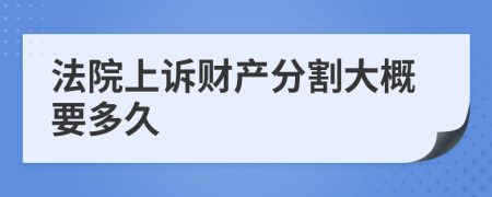 法院上诉财产分割大概要多久