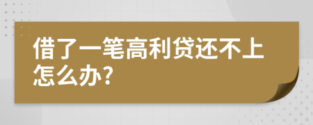借了一笔高利贷还不上怎么办?