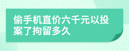 偷手机直价六千元以投案了拘留多久