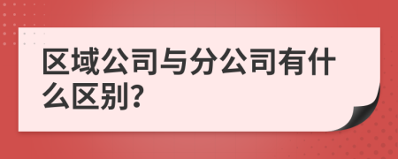 区域公司与分公司有什么区别？