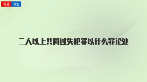 二人以上共同过失犯罪以什么罪论处