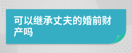 可以继承丈夫的婚前财产吗