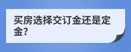 买房选择交订金还是定金？