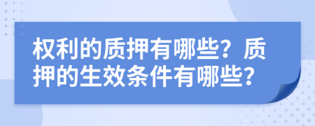 权利的质押有哪些？质押的生效条件有哪些？